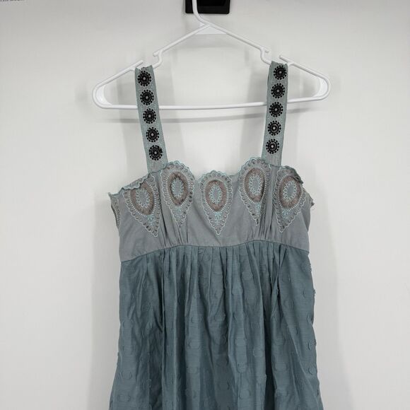 BCBG MaxAzria Runway Embroidered Lined Adjustable Dress 4 Boho Hippie Peasant - Picture 4 of 16